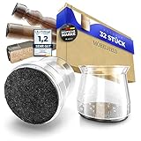 MÖBELHELD Stuhlbeinkappen - [100% Transparent] 32 Stück Stuhlbeinschoner mit integriertem Filz - Große Schutzkappen für runde und eckige Stuhlbeine - Langlebig - Premium Filzgleiter für Stühle