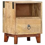 Massivholz Nachtkommode mit Schublade und Offenen Fach Nachtschrank Telefonschrank Konsolentisch Telefontisch Nachttisch Dekorativer Schrank