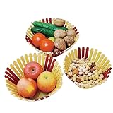 HBJYCKJ 3 Stück Obstschale, handgefertigter Brotkorb, Fass-Design, Holz-Obstkorb, minimalistischer Stil, Küchenthekekorb, zur Präsentation von Obst, Gemüse, Brot, landwirtschaftlichen Produkten (Holz)