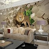 Fototapete Tapete Stereo Lion Kaputtes Foto für TV Größe Vlies s Moderne Wandtapete 3D Wandbilder Tapeten Wohnzimmer Schlafzimmer Wand Dekoration 400x280cm Tongshunj2651