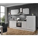Lomadox Küche mit E-Geräten 270cm Küchenzeile in Weiss Küchenblock Einbauküche Singleküche 2,7m