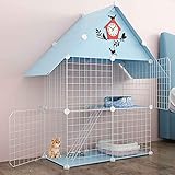 Innen mit Dach, Haustier-Katzenkäfige, Harzplatte bleibt Nicht hängen, geruchlos und umweltfreundlich, 75 * 40 * 110 (Blau)