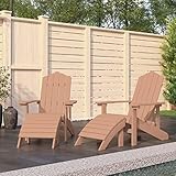 CIADAZ Adirondack-Gartenstühle 2 STK. mit Hockern, Hochlehner, Campingstühle, Lehnstühle, Wetterfest Stuhl, Garden Chair, HDPE Braun