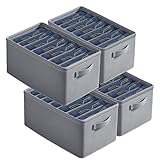 Kleiderschrank Organizer, 4 Stück Schrank Organizer Faltbare Aufbewahrungsbox Ordnungssystem Kleiderschrank, Großer 7 Fächer PP-Hartplatte Schubladen Organizer für Kleidung Jeans Hosen (45*30*20cm)