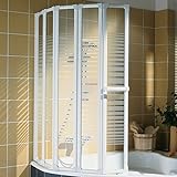 Schulte Duschabtrennung faltbar für Badewanne, 115 x 140 cm, einfacher Aufbau, 3 mm Sicherheitsglas Dekor Querstreifen, alpinweiß, Made in Germany