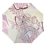Uv Faltender Regenschirm Pavillon Blume Automatik Schirm Umbrella Taschenschirm Sonnenschutz Regenschirm