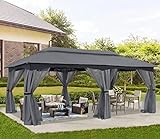 ABCCANOPY Gartenpavillons für Terrasse, mit Netz und Stangenabdeckungen, Grau, 10 x 20 cm
