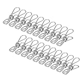 Wäscheklammern Edelstahl, 40 Stück Power Clips Edelstahlklammern, Edelstahl Wäscheleine Klammern für Handtuch, Kleidung, Socken-Silber