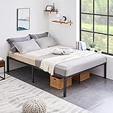 Yaheetech Bettrahmen 140 x 200 cm Metallbett Bettgestell aus Metall, Modern Jugendbett mit Lattenrost, Doppelbett Einzelbett Schwarz 41cm H