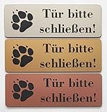 Hundeschild Warnschild Tür Bitte Schließen 12x4cm Selbstklebend Gravur Schild Achtung Hund