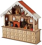 small foot Adventskalender Stube mit Beleuchtung aus Holz, moderne Weihnachtsdekoration, 10546