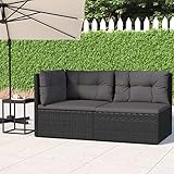 ZEYUAN 2-TLG. Garten-Lounge-Set mit Kissen, Gartenmöbel Set, Möbelsets, Loungemöbel, Balkonmöbel, Balkon Möbel Set, Möbelset, Terrassen Möbel, Balkonset, Schwarz Poly Rattan