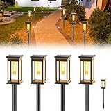 Solarleuchten Garten Solarlampen für Außen Garten,2 Stück LED Solar Gartenbeleuchtung Solar Außen Warmweiß Gartenlicht IP65 Wassserdicht Solar Garten Deko für Außen Terrasse Rasen Weg