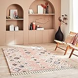 Nazar Berberteppich Wohnzimmer, Berberteppich mit Fransen, Shaggy Teppich, Berberteppich Mehrfarbig, Geometrisches Rautenmuster, Waschbar, Flauschig, Langhaar, Berberteppich