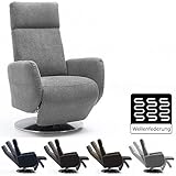 Cavadore TV-Sessel Cobra / Fernsehsessel mit Liegefunktion, Relaxfunktion / Stufenlos verstellbar / Ergonomie M / Belastbar bis 130 kg / 71 x 110 x 82 / Hellgrau