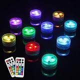 wucgea Mini Unterwasser Licht - Mehrfarbige 10 pcs wasserdicht RGB Led Teelichter mit Fernbedienung für Garten Badewanne Aquarium Schwimmbad Teichbeleuchtung oder Spa