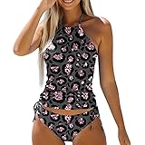 Damen Zweiteilige Badeanzüge hoch taillierter Bikini High Neck Top sportliche Badeanzüge Herren Sexy Elegant