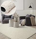 the carpet Foxy Shaggy Teppich, Hochflor, Langflor, Wohnzimmer, Schlafzimmer, Einfarbig, pflegeleicht, Anti-Rutsch, 30 mm Florhöhe, Creme, 80 x 150 cm