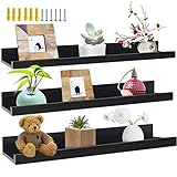 Giftgarden 60cm Lang Wandregal Schwarz, Schweberegal Bilderleiste für Wohnzimmer, Küche, Kinderzimmer, Schlafzimmer oder Büro, 3 Stück mit Verschiedenen Größen