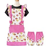 ASPMIZ Cupcake-Schürze mit 2 Ärmeln für Damen und Herren, rosa Spitze, Rüschenschürze mit Tasche für Erwachsene, wasserdicht, niedliche Schürze für Küche, Party, Backen, 70 x 80 cm, Küchendekoration