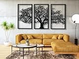 VAILLA Baum des Lebens Wanddeko, Wandbild aus Holz, Wand deko in Schwarz Gold, Home Wall Art Dekoration, Wandaufkleber 3D, Moderne Deko, Bilder für Zuhause Büro Schlafzimmer, Wohnzimmer und Küche