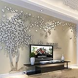 Wandtattoo Baum 3D DIY Wall Stickers Wandaufkleber Wandtattoo Wohnzimmer Schlafzimmer Family Wandsticker für Treppen Halle (Silber Links,M-250 * 130cm)