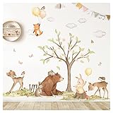 DEKO KINDERZIMMER Wandtattoo Waldtiere Kinderzimmer Wandsticker für Babyzimmer Boho Wandaufkleber Wanddeko DK1113-4