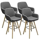 BBAUER Barhocker Grant Stoff skandinavisches Design, industrieller Barhocker mit Rückenlehne und Armlehnen, Barstuhl, bequem, ergonomisch (4, dunkelgrau)