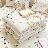 Chickwin Sommer Tagesdecken Bettüberwurf Steppdecke, Elegante Blumen Tagesdecke Sofaüberwurf Wohndecke aus Mikrofaser Bettdecke für Einzelbett Doppelbett Kinder (150x200cm,Löwe-Dinosaurier)