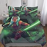 SHENGANG Ahsoka Tano Kinder Bettbezug Set Startseite Satz, Bettwäsche Satz Moderne Anime Bettbezug Für Jugendliche Jugend Mädchen Jungen, Startseite Schlafzimmer Dekor King（220x240cm）