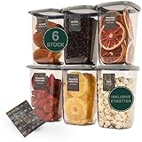 uandu 6er Vorratsdosen Set (6x1200) Vorratsdosen mit deckel BPA frei Kunststoff Vorratsdosen luftdicht Aufbewahrungsbox Küche Vorratsdose küchen organizer vorratsbehälter -Grau