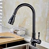 Linyuan schwarzes Gemälde Spring PullDown Küchenarmatur mit einzelnen Ausgüssen und Handbrause Küchenmischbatterie