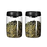 Teedosen Klare Tee-Aufbewahrungsbehälter aus Glas, Kaffeebehälter mit vakuumversiegeltem Deckel, Küchenglasbehälter for Servieren von Lebensmitteln, Behälter for Teeblätter, Pulver, Gewürze, 2-teilige
