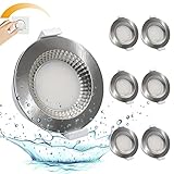 OPPER IP65 LED Einbaustrahler Flach Dimmbar 6er Set,LED Badeinbaustrahler 230V 6W 3000K Warmweiß für Wohnzimmer & Badezimmer,Wasserdicht Bad Einbauleuchten 600lm Decken Spots