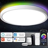 Anten 24W Smart LED Deckenlampe | Ø30CM 2800LM | RGB Wlan Deckenleuchte mit Fernsteuerung | Farbwechsel Steuerbar via App | Kompatibel mit Alexa und Google Assistant | für Wohnzimmer Schlafzimmer