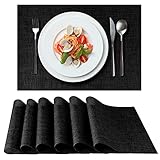 Loco Bird Platzsets 6er Set schwarz - 44x32cm - Tischsets Abwaschbar aus PVC - Hitzebeständige Tischunterlage - Platzdeckchen - Tischmatte