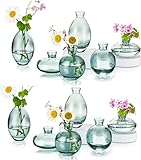 Kleine Vasen Für Tischdeko Aus Hewory, 12 Stück Vase Glas Mini Vasen Set Modern Glasvase Grün Kleine Blumenvasen Für Hochzeitsdeko Tisch Wohnzimmer Deko