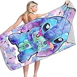 Gujey Lilo & Stitch Strandtuch aus Badehandtuch Towel Beach Saunatuch Spa Sport Yoga für Kinder Erwachsene Strand Schwimmen Badezimmer Strandzubehör 130 * 75cm(E)