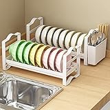 2 Tellerhalter, Rutschfester Metallschrank, Geschirrständer, Organizer für Küche, Arbeitsplatte, Schrank, Schublade, Geschirrständer, Geschirrtrockner, Küchenbedarf-Organizer, Utensilienhalt