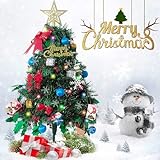künstlich klein Weihnachtsbaum, 60 cm Mini Weihnachtsbaum, Kleiner Weihnachtsbaum mit Beleuchtung, DIY kreative Miniatur Ornamente Festival Party Weihnachtsbaum Tisch Schreibtischdekoration