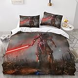 WILBB Star Wars Kinder Bettwäsche Bettbezüge Set, 3D Gedruckte Kinder Jungen Kinderbett Set Sanft Microfaser Sci-fi Theme Bettbezug 3 Teilig Mit Kissenbezug King（220x240cm）