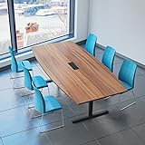 Weber Büro Easy Konferenztisch Bootsform 240 x 120 cm Nussbaum mit Elektrifizierung Besprechungstisch Tisch, Gestellfarbe:Anthrazit