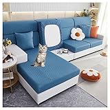 ZGDDPZA Sofa Sitzkissenbezug Stretch Kissenbezug rutschfest Sofakissen 1 2 3 4-Seater L Shape Sofaschutz Schonbezug Möbelschutz Kratzschutz (Blau,Lagre-Chaise-Sitz)