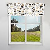 TropicalLife Niedlicher Doodle Hundeknochenvorhang Volant für Fenster, kleiner Vorhang, halbe Fenstervorhänge mit Stangentasche für Café, Badezimmer, Küche, Wohnzimmerdekoration, 132 x 30 cm
