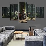 Yywife Bilder XXL 5 Teile wandbild leinwandbilder Kunstdrucke The Last of Us Part 2 Spiel XXL 5 Teiliges Wandbild Mit Rahmen Größe 150x80CM Leinwandbild Wandbilder Feiertagsgeschenk