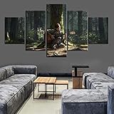 Yywife Bilder XXL 5 Teile wandbild leinwandbilder Kunstdrucke The Last of Us Part 2 Spiel XXL 5 Teiliges Wandbild Mit Rahmen Größe 150x80CM Leinwandbild Wandbilder Feiertagsgeschenk