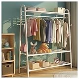 Robuster Kleiderständer Metall-Kleiderbügel-Schiene Freistehender Kleiderständer Mit 3-stufigem Ablagefach Fügt Platz Im Schrank Hinzu Für Die Aufbewahrung Von Haushaltskleidung ( Color : White , Size