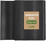 GardenGloss® 4m² Unkrautvlies für Sandkasten 150g/m² Extra Stark (2m x 2m) - Sandkastenvlies Extrem Reissfest und Wasserdurchlässig - Gartenvlies für den Kinder Sandkasten