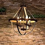 Eoodis Vintage Farm Kronleuchter, 4 Leuchten Höhe verstellbare Anhängerlampe, Schlafzimmer Kronleuchter Rusitc Metall Anhängerlampe, gealterter Kronleuchter (Glühbirne nicht enthalten)