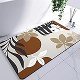 Badezimmerteppich, Badematte Rutschfest, 50x80cm Bad Teppich LäUfer, Duschmatte, Badteppich Badvorleger Rutschfest Waschbar, Antirutschmatte Dusche, Teppich Badezimmer, Bathroom Bath Mat, Pflanze